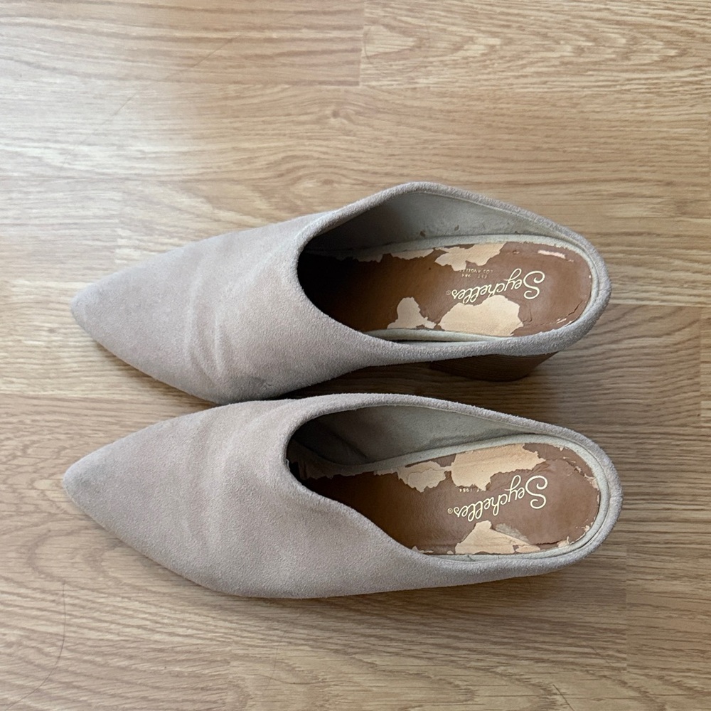 Seychelles Taupe Suede Pointed Toe Slip-On Mules